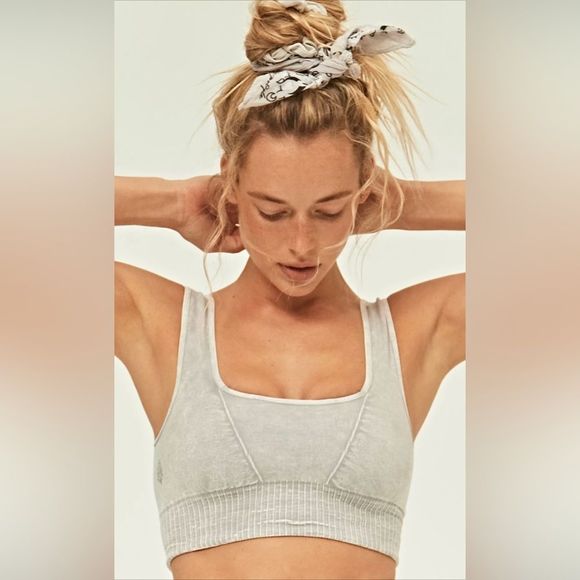 NEW Free People Movement Good Karma Square Neck Crop Top Gray Size XL - Picture 5 of 12